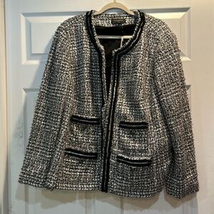 NWT! Talbots Gray and White Tweed Sparkle Sequin Blazer Jacket 20 Plus